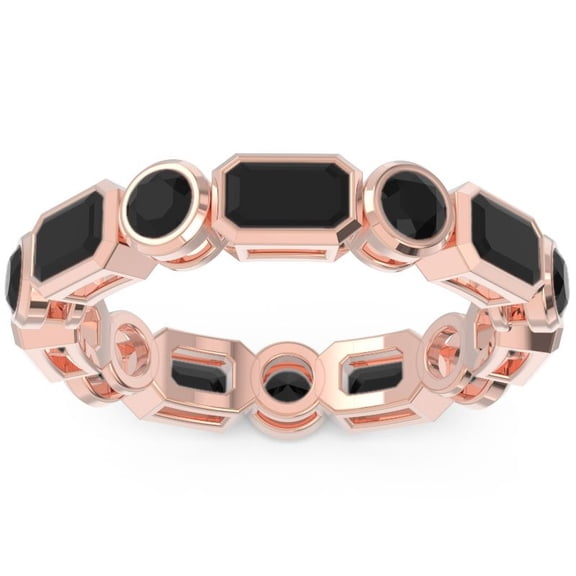 5.00 Ct Unique Emerald Cut Black Onyx Gemstone Engagement Eternity Band for Ladies Solid 14K Rose Gold Size 7 by Diamond-Capitals