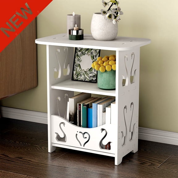 Bxaolu 3-Tier Small Narrow Plastic Side Table with Storage Basket, Skinny Nightstand for Small Space, Thin End Table, Slim Bedside Table for Couch, White
