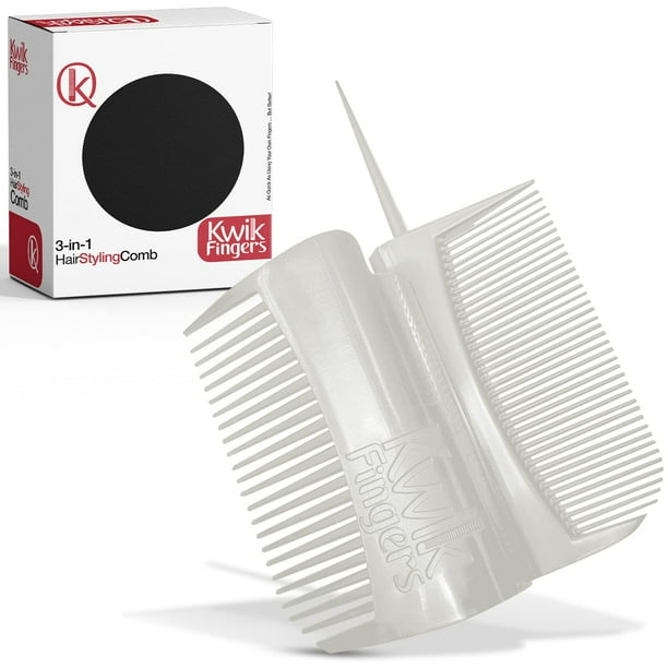 Peine de dedo 3 en 1 Kwik Fingers, retráctil, con forma de cola de rata, versátil y moderno. Consigue peinados lisos con textura, para cabello humano y pelucas (color marfil, talla única).