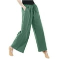 thumbnail image 5 of WJHWSX Women's Pants,Casual Pants for Women,Straight Leg Pants Women,Elastic Waistband,Breathable,Solid,Polyester,Green,XL(US:10), 5 of 6