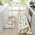thumbnail image 2 of Butterfly Floral Kitchen Mats for Floor [2 PCS] Farmhouse Anti Fatigue Mats for Kitchen Floor, White Daisy Kitchen Rugs Non Slip Washable Kitchen Floor Mat, 18'''' x 30'''' + 18'''' x 48'''', Yellow, 2 of 6