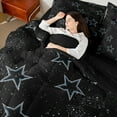 thumbnail image 2 of Manfei Bling Star Print Bed in a Bag Twin size, Black Blue Bed Set, Cartoon Theme Reversible Bedding Twin Size, Microfiber Bedroom Decoration, 7-Piece, 2 of 6
