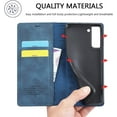 thumbnail image 3 of Case for Samsung Galaxy S22 Plus 5G, Vintage Classic Matte Leather Wallet Case Flip Notebook Style Cover with Magnetic Closure Kickstand Card Slots - Dark Blue, 3 of 8