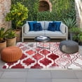 thumbnail image 2 of Red Morocco Outdoor Rug for Patio/Deck/Porch, Non-Slip Large Area Rug 6 x 9 Ft, Rustic Country Smear Street Mottled Art Indoor Outdoor Rugs Washable Area Rugs, Reversible Camping Rug Carpet Runner, 2 of 8