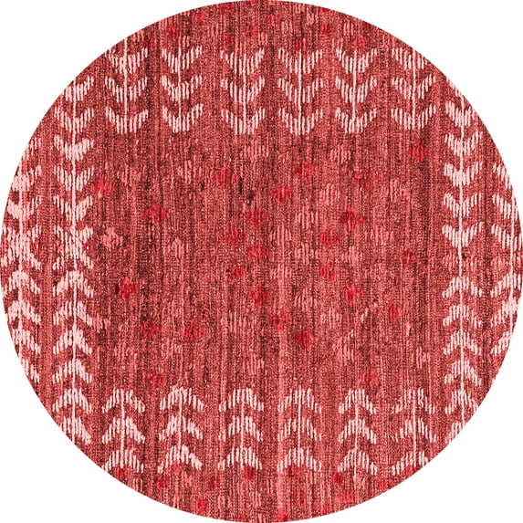 Ahgly Company Indoor Round Abstract Red Modern Area Rugs, 5' Round