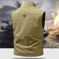 thumbnail image 5 of YueHuiYing Men's Casual Loose Fit Multi Pocket Functional Stand Collar Vest Stylish Outdoor Emergency Volunteer Workwear Zippered Jacket For Hiking Camping And Daily Use, 5 of 6