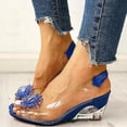 thumbnail image 5 of Lishi Flower Design Transparent Sandals with Rhinestone Wedge Heel - Stylish Lady's Casual Shoes, 5 of 5