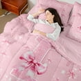 thumbnail image 4 of Castle Fairy Girls Monogrammed Letter 7-Piece Twin Bedding Sets,Sparkling Sequin Crystal Bedding Comforter Set,Pink Bowknot Breathable Sheet Sets,Super Cozy Room Decor, 4 of 8