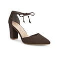 thumbnail image 1 of BLISSFUL STEP Escarpins Habillés à Talons Blocs Hauts pour Femmes à Bout Pointu avec Bride à la Cheville Café 10, 1 of 7