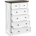 thumbnail image 7 of 6 Drawer Dresser Modern Wide Chest of Drawers with Metal Square Handles Wooden Tall Dresser with Spacious Tabletop Closet Storage Organizer Unit Storage Tower for Living Room Hallway, White, 7 of 7