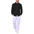 thumbnail image 2 of Men's Casual Chest Pocket Long Sleeve Button Down Outdoor Denim Shirt L Black, 2 of 6