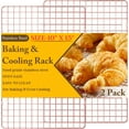 thumbnail image 1 of 2-Pack Cooling Racks for Cooking and Baking - 10" x 15"Heavy Duty Stainless Steel Wire Rack for Baking, Grilling, Roasting - Oven & Dishwasher Safe - Fits Jelly Roll Sheet Pan（Rose Gold）, 1 of 7