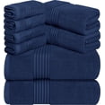 thumbnail image 1 of Juego de toallas Utopia Towels, 8 piezas, 100% algodón hilado en anillos, azul marino, 1 of 8