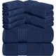 thumbnail image 1 of Juego de toallas Utopia Towels, 8 piezas, 100% algodón hilado en anillos, azul marino, 1 of 8