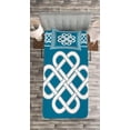 thumbnail image 3 of Ambesonne Irish Quilted Bedspread Set 2 Pcs, Celtic Love Knot, Twin Size, Dark Aqua White, 3 of 3