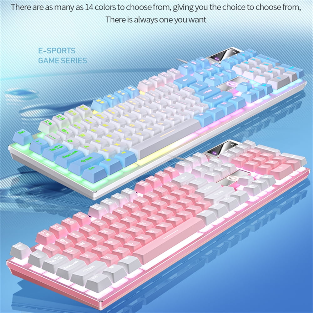 104 Keys Gaming Keyboard Wired Color-Blocking Backlight Mechanical Feel Desktop Computer Keyboard for Desktop Laptop