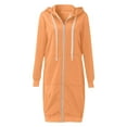 thumbnail image 4 of LYXSSBYX Hoodies for Women Zip up Front Women's Solid Color Loose Long Sleeved Hoodie Hoodie Top Long Jacket, 4 of 7