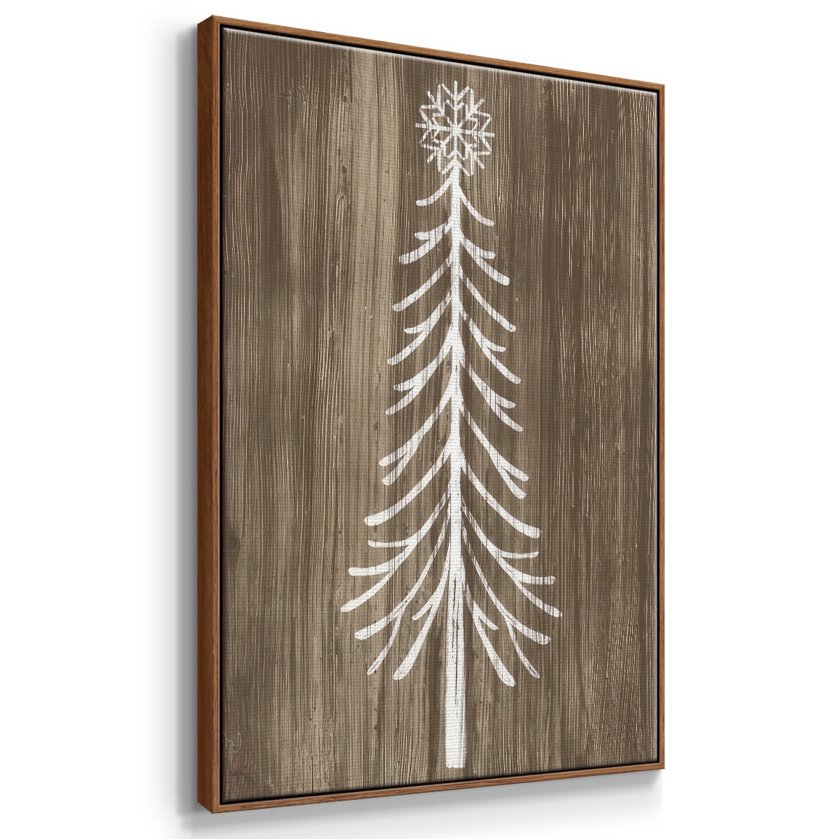 Barnwood Wonderland VII - Framed Gallery Wrapped Holiday Canvas - 25 x 37 - Rosewood Frame