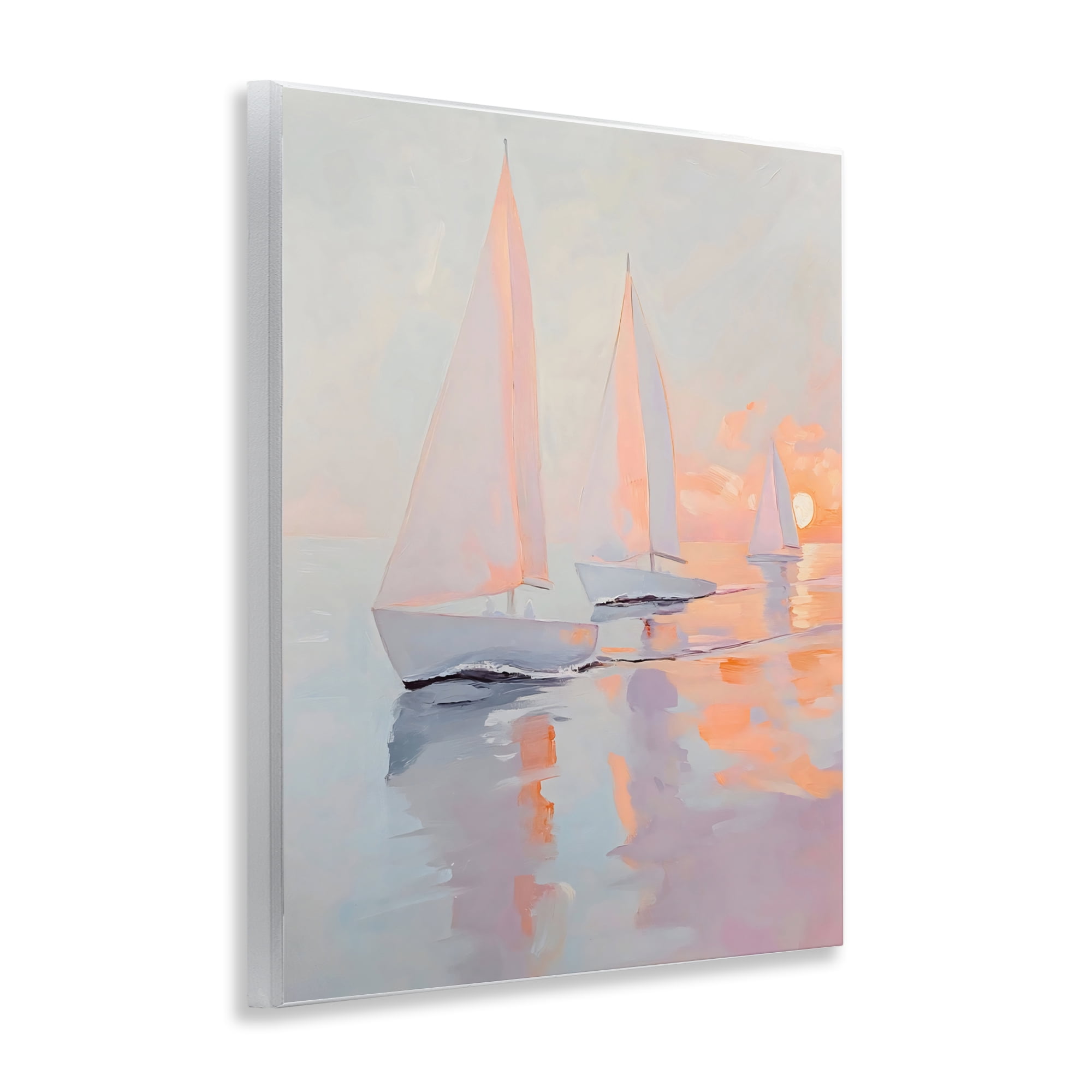 Stupell Industries Peach Sunset Sailboats on Sea Wall Plaque Art, design by Creative Studio