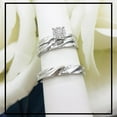 thumbnail image 2 of Divine Creation Unisex 14K White Gold Plated 1.30 Ct Round Cut White Diamond Wedding Engagement Trio Ring Set 925 Sterling Silver For Men's & Women's -5, 2 of 2