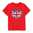 thumbnail image 2 of Jinhomg Kids Summer Tee Shirts Short Sleeve British Flag Graphic T-Shirt Lightweight Comfy Crew Neck Everyday Tops Red 3 Years, 2 of 5