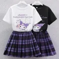thumbnail image 1 of Camiseta de estilo universitario Kawaii Sanrio Kuromi, traje de falda de Cosplay, ropa de verano para niña, Falda plisada, 1 of 5