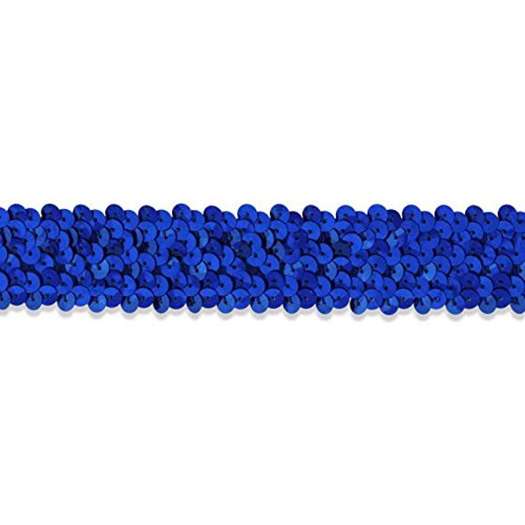 Bordure Extensible à Sequins 3 Rangées 1 1/4 Pouce, Las Vegas 3 Styles, Bleu Royal, 6 YD