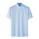 thumbnail image 5 of Camiseta de manga corta con cuello alto de punto para hombre - Diseño plisado de color liso, poliéster, informal/casual, lavable a máquina, 5 of 5