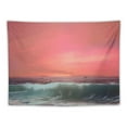 thumbnail image 5 of ONETECH  Pink Ocean Tapestry Beach Tapestry Pink Sea Sky Moon Tapestries Wall Hanging for Teen Girl Women Bedroom College Dorm Living Room Aesthetic Decoration, 5 of 7