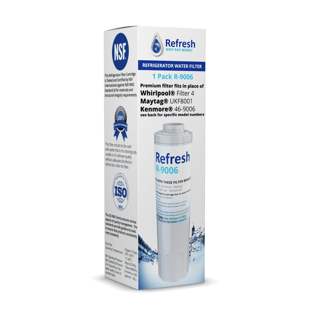 R-9006 Replacement Water Filter For KitchenAid KFIS20XVMS11 -by Refresh (2 Pack)