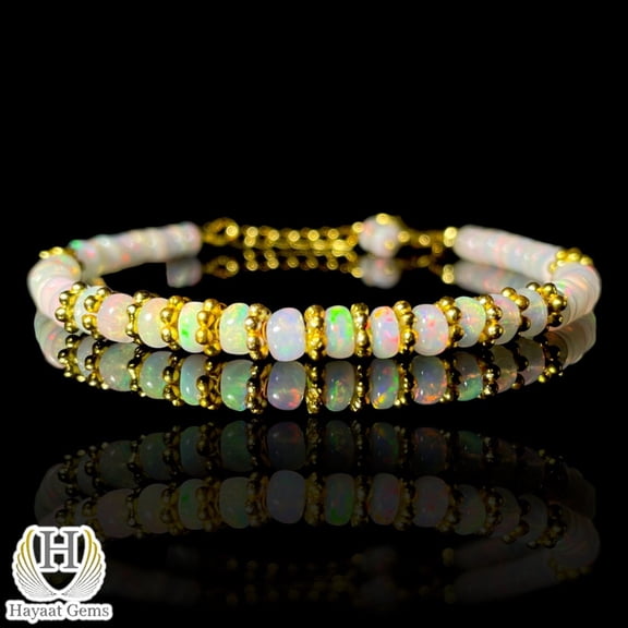 Ethiopian Opal Bracelet: Rainbow Fire Gemstone Beaded Jewelry