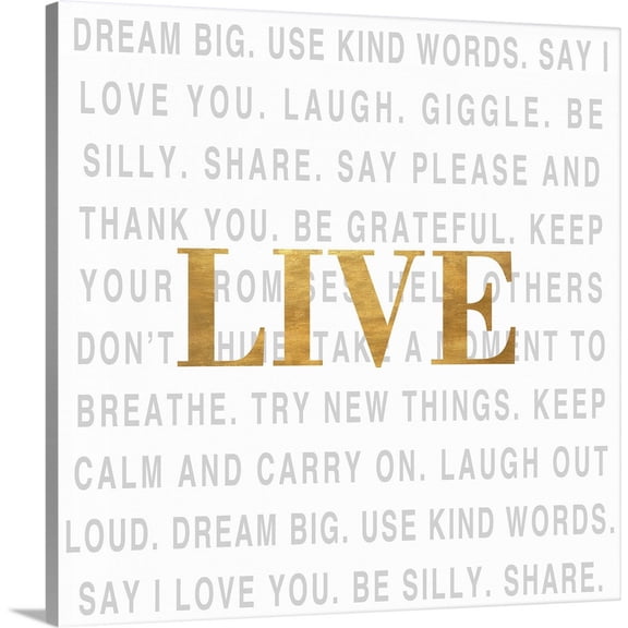 Great BIG Canvas | "Gold Love Type I (Live)" Canvas Wall Art - 20x20
