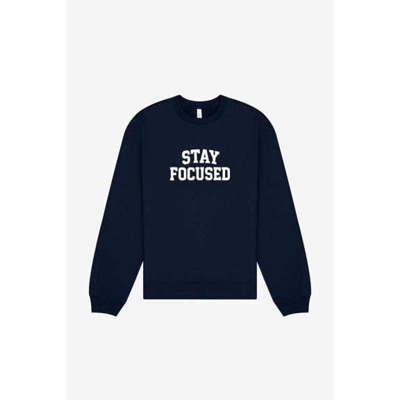 Boldstep Essentials Stay Focused Embroidered Unisex Heavyweight Sweatshirt - Navy (M)
