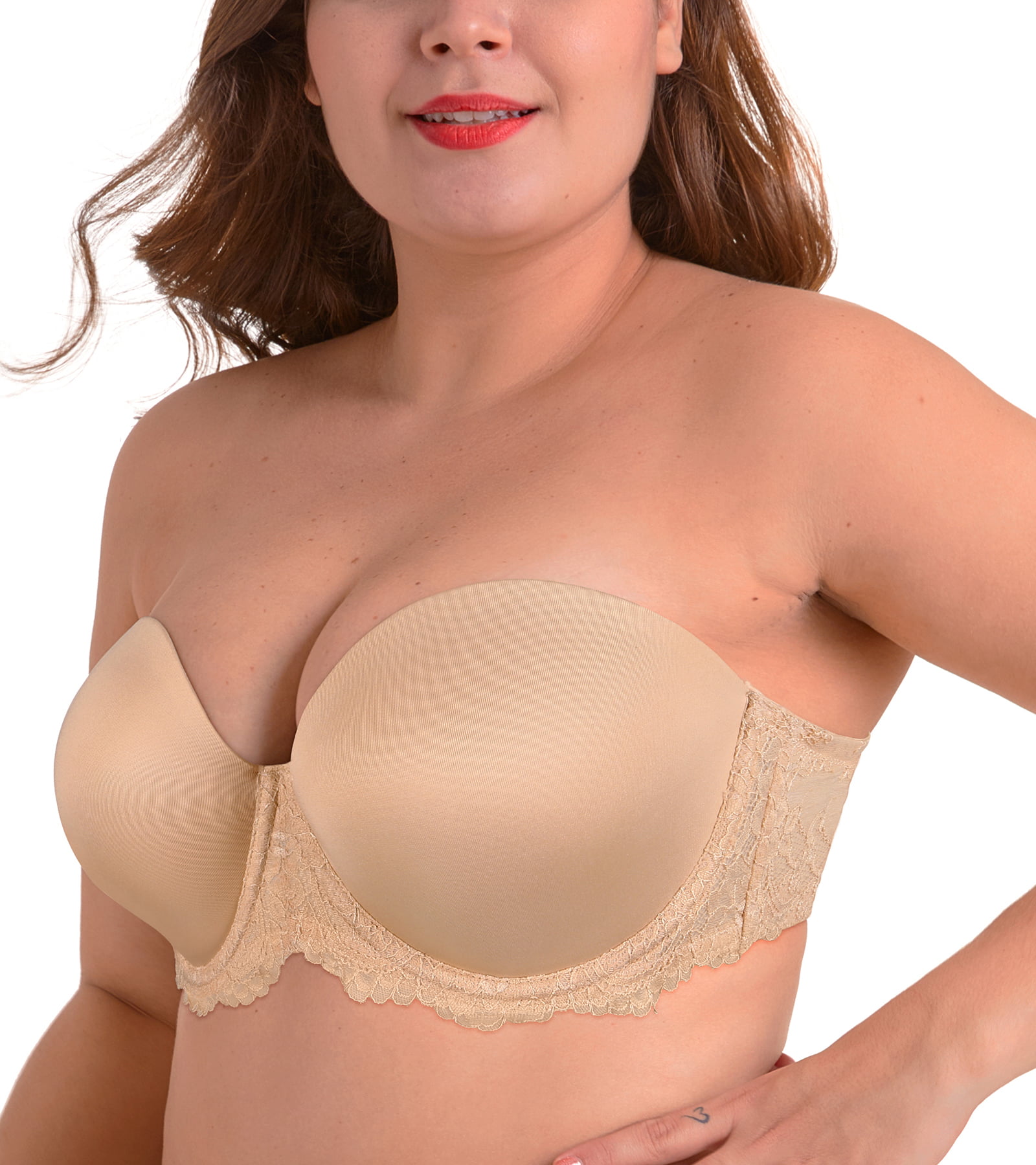 Exclare Women's Multiway Strapless Bra Full Figure Underwire Contour Beauty  Back Plus Size Bra(Grey,44C)