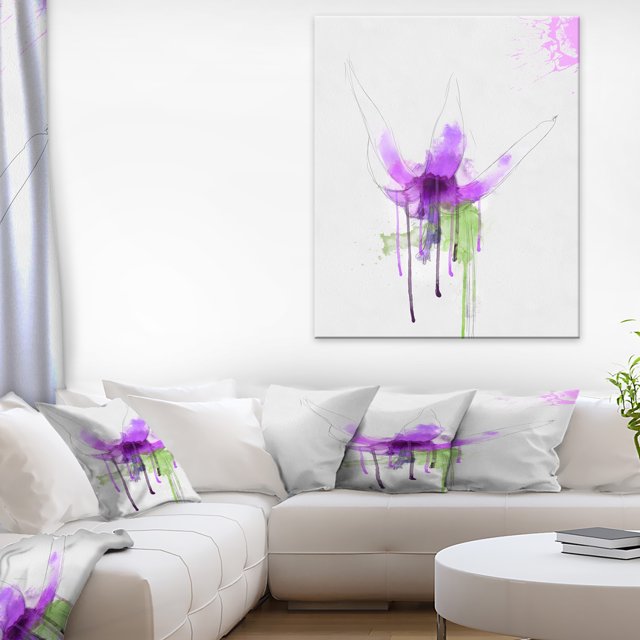Purple Flower with Green Splash - Floral Canvas Art Print