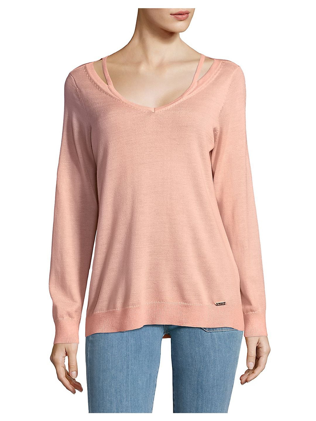 Calvin Klein - Calvin Klein NEW Blush Pink Women's Size XL V-Neck Cutout Sweater - Walmart.com 