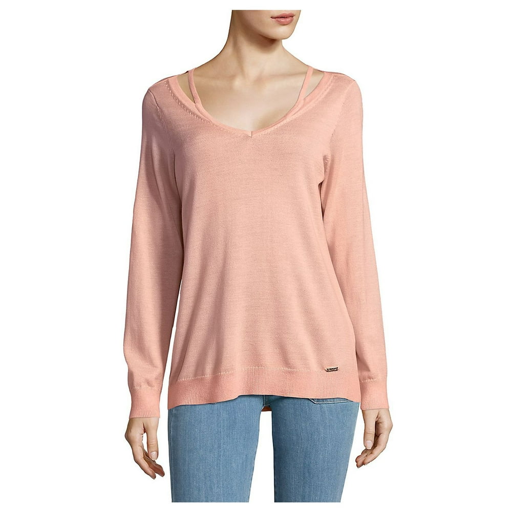 Calvin Klein Calvin Klein NEW Blush Pink Women's Size XL VNeck Cutout Sweater