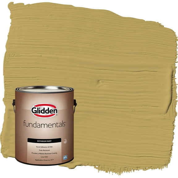 Glidden Fundamentals Shutter Bug / Yellow Flat Exterior Paint, 1 Gallon
