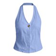 thumbnail image 5 of Noric Women's Halter Tank Tops Sleeveless Summer Casual Cotton Linen V Neck Loose Fit Tops, 5 of 7