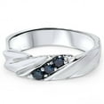 thumbnail image 2 of Pompeii 1/10ct Treated Blue Diamond Mens Three Stone Wedding Ring 14K White Gold (Blue,I1), 2 of 2