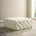 thumbnail image 7 of Tufted Accent Chair Ottoman, Square, Velvet, Ivory White, Modern Contemporary Urban Design, Living Lounge Room Hotel Lobby Hospitality, 7 of 7