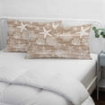 thumbnail image 3 of Brown Coastal Pillow Covers, Linen Long Throw Pillow Case, Summer Beach Nautical Starfish Coral Vintage Holiday Pillow Protector Decorative Cushion Cover for Living Room/Bedroom 20" x 26", 3 of 8