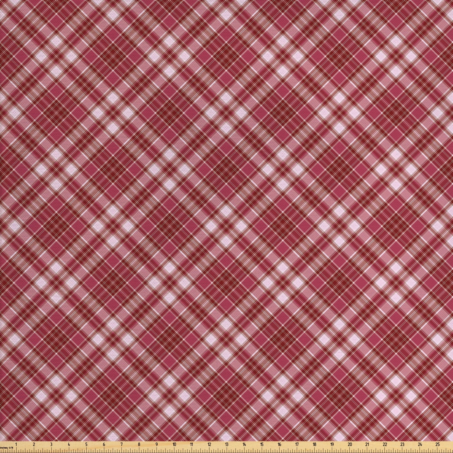 Checkered Fabric by The Yard, Diagonal Checkered Pattern with Strips