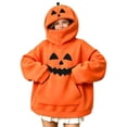 thumbnail image 2 of Sentuca Girls and Boys Hoodies Halloween Innovation Pumpkin Long Sleeve Sweatshirts Solid Color with Pockets Warm Tween Clothes Size 13Y, 2 of 8