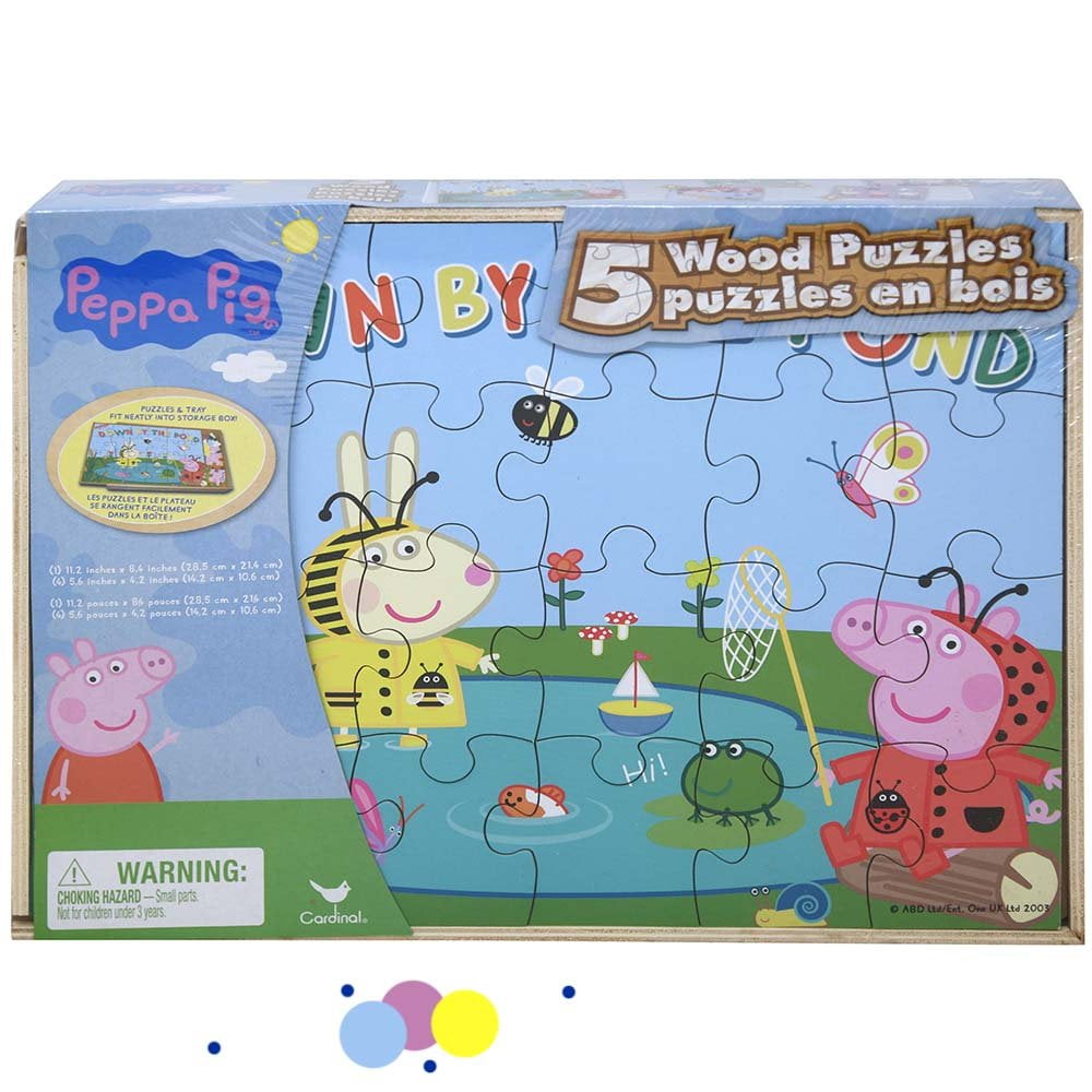 PEPPA PIG 12 Wood Puzzles Storage Box Tray Kid Educational Learn Jigsaw Puzzle 