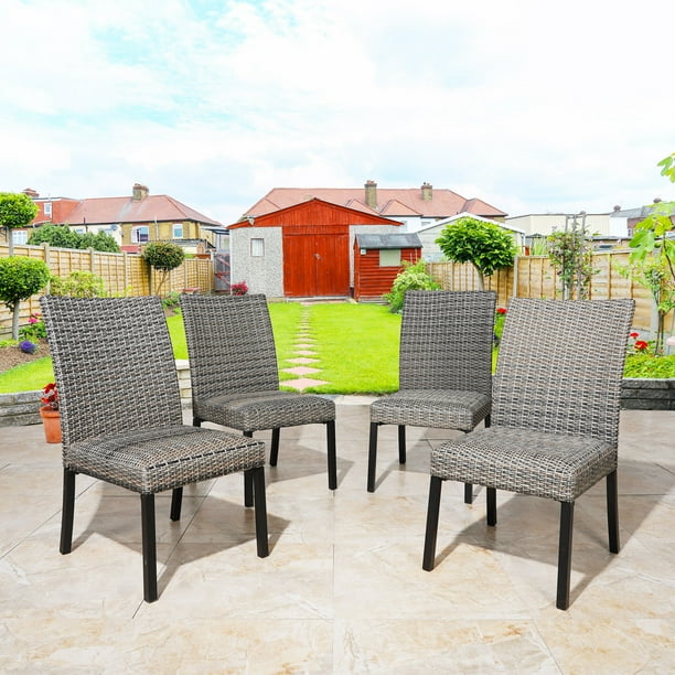 Ulax Furniture Patio Rattan Wicker Dining Chairs Indoor Outdoor Woven