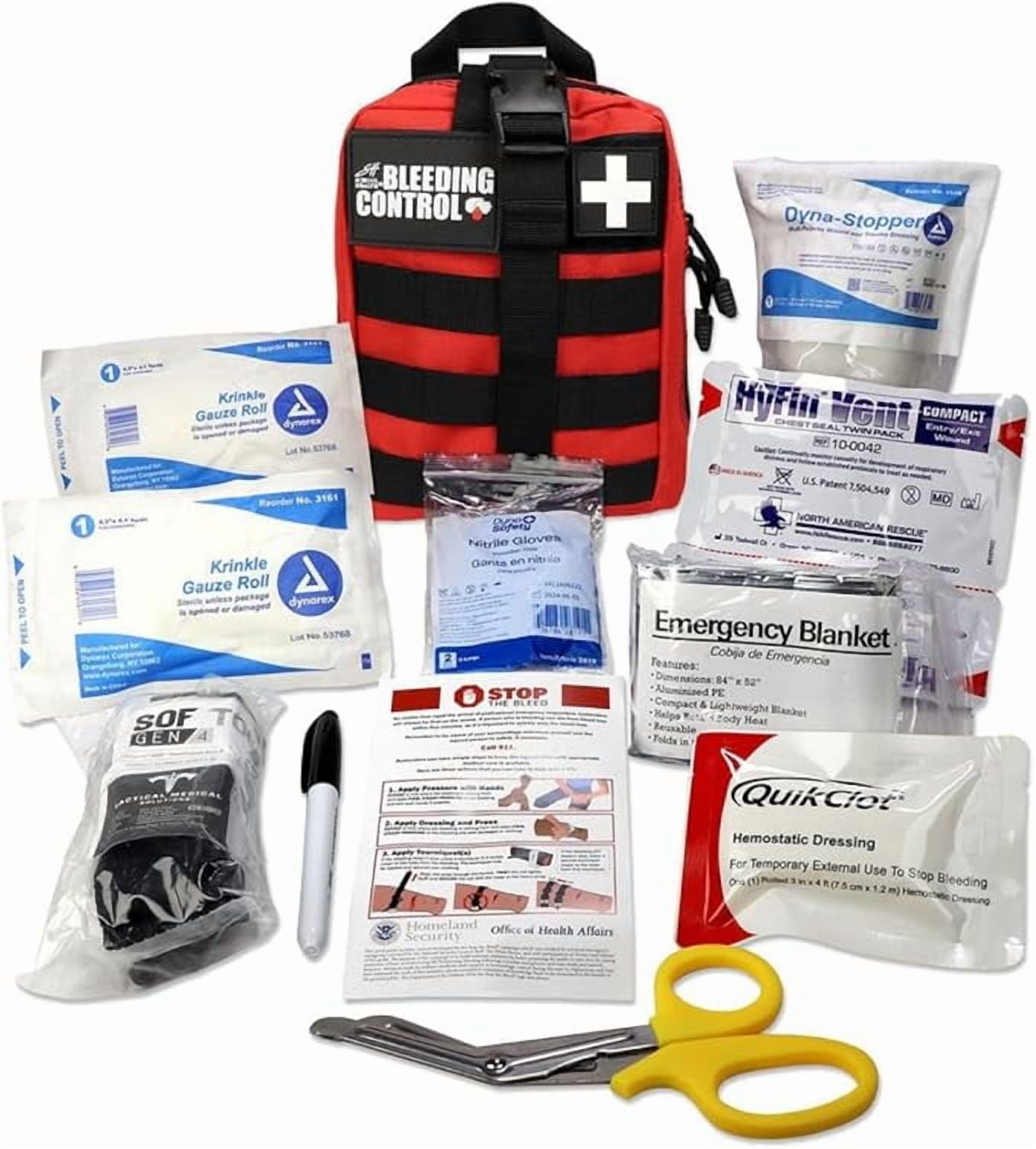 School Health - Advanced BCB Individual Bleeding Control Kit, Survival Kit for Emergency Trauma, Major Wound Care and Bleeding - Molle Bag