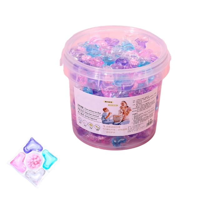 Multicolor Laundry Detergent Pods 5-In-1 Stain Remover 100 Count Bucket Fresh Scent Convenient Pre-Measured Capsules Powerful Cleaning 15X13X14 Inches 1.94 Lb