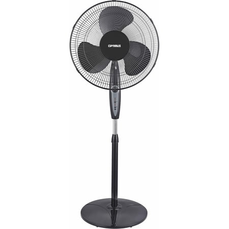 OPTIMUS F-1672BK 16" Oscillating Stand Fan with Remote, Black