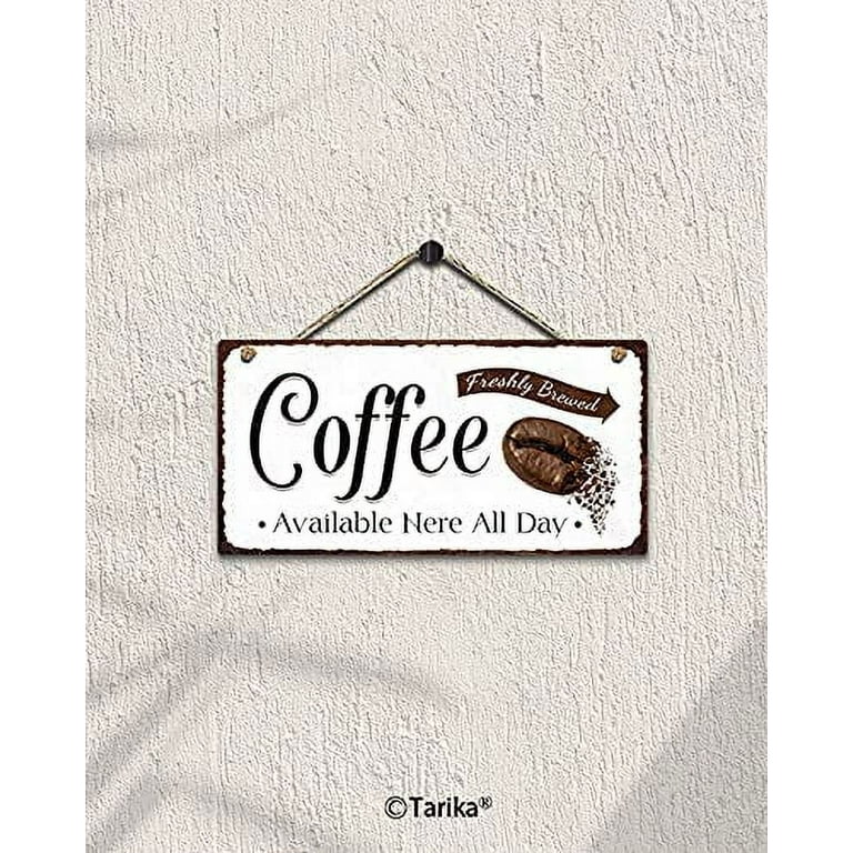 Coffee Bar Open Daily Cafe Decor Wood Hanging Plaque 5x10 Inch